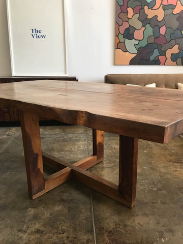 Hand-Crafted Live Edge Dining Table in Walnut