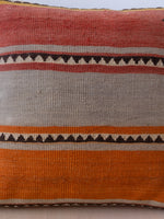 Tribal Kilim Pillow in Orange, Grey and Muted Red
