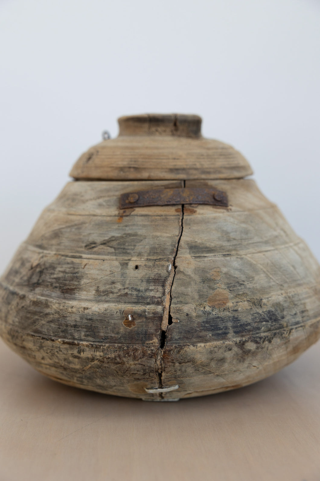 Vintage Indian Lidded Wood Vessel