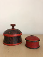 Vintage Hand-Painted Lidded Wood Vessel