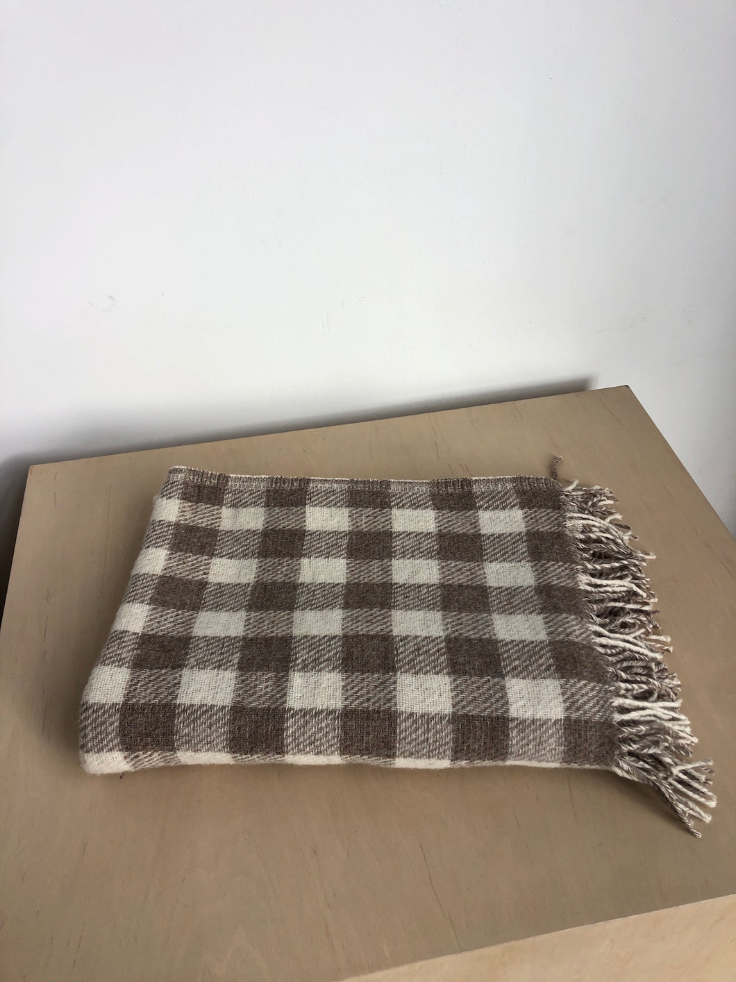 Beige and Brown Checkered Throw