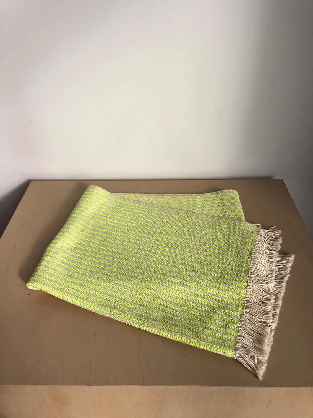 Neon Green and Ivory Cotton Throw