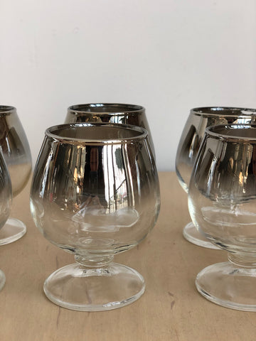 Set of Vintage Silver Ombre Footed Glasses