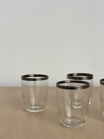 Vintage Glasses Set with Silver Rim in Small