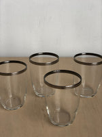 Vintage Glasses Set with Silver Rim in Medium
