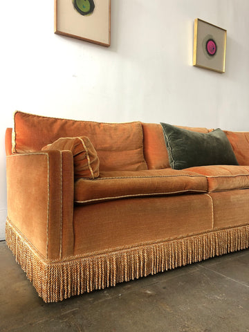 Vintage Three-Seat Sofa with Fringe