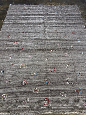 Wool Woven Area Rug with Circle Details