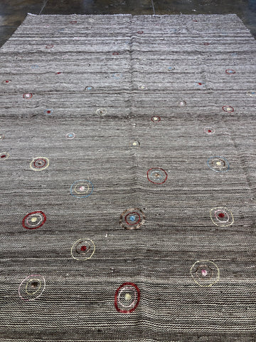 Wool Woven Area Rug with Circle Details