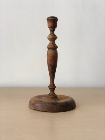 Vintage Turned Wood Candle Holder