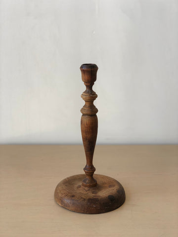 Vintage Turned Wood Candle Holder