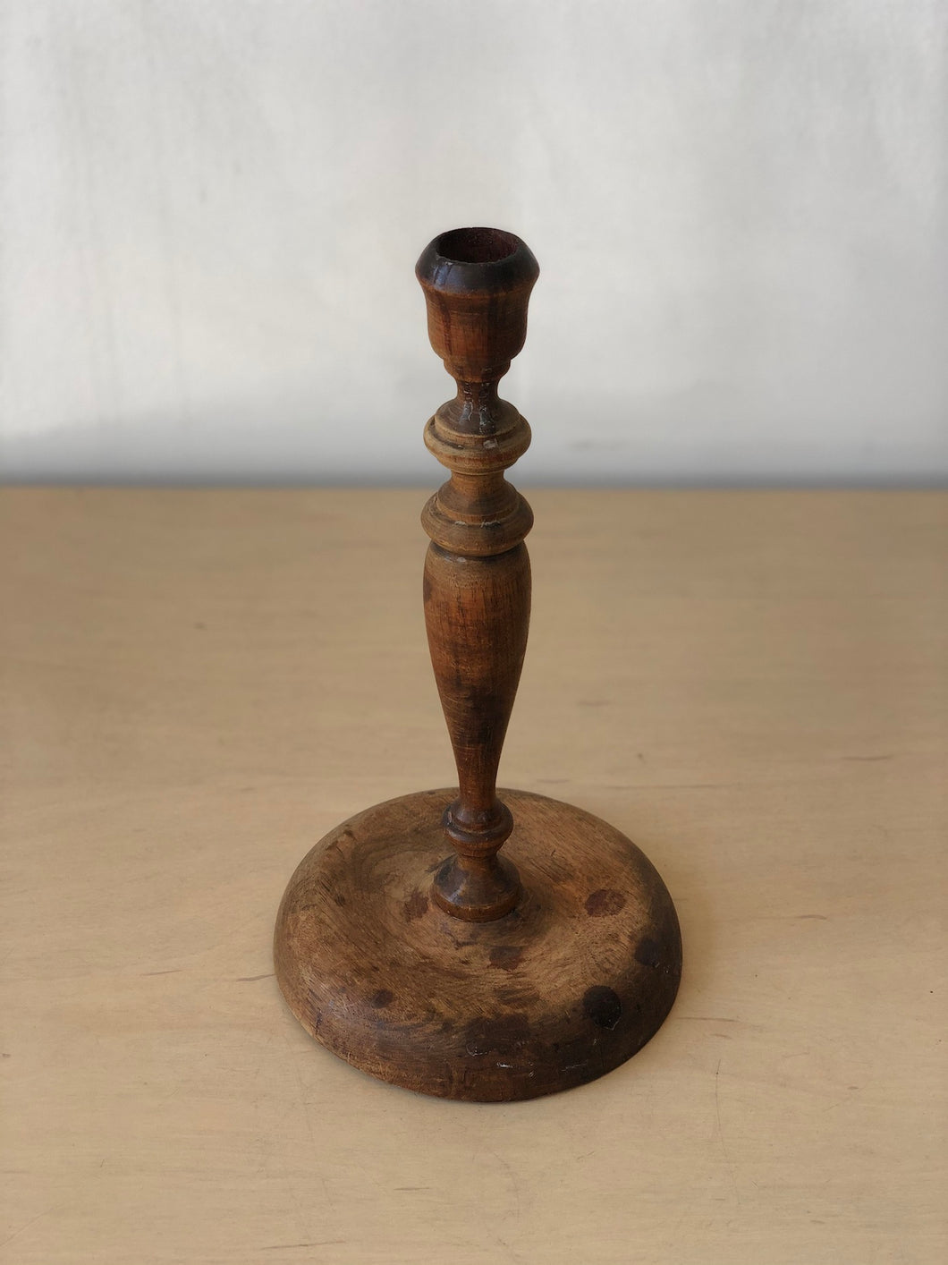 Vintage Turned Wood Candle Holder