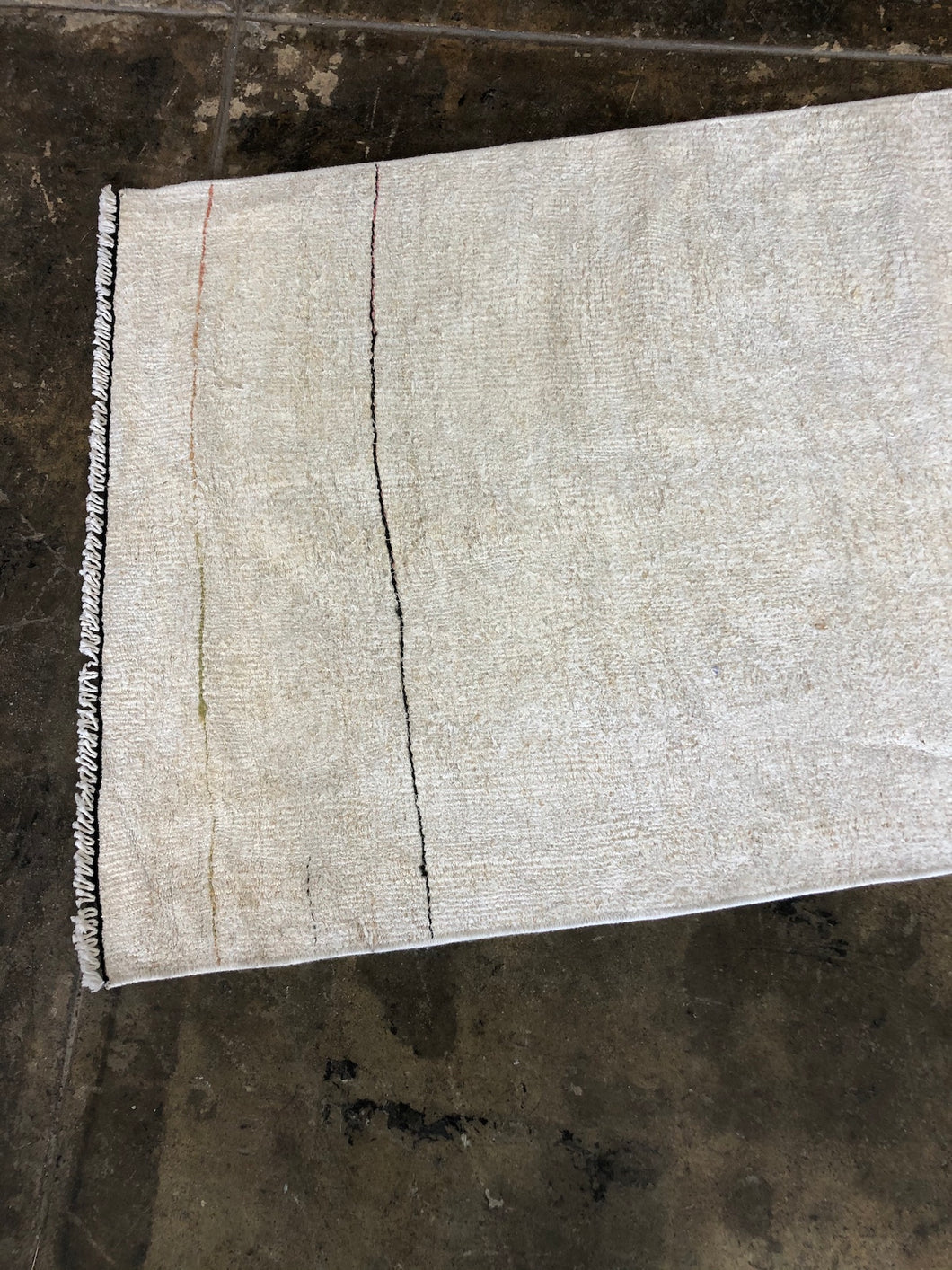 Vintage Hemp Runner in Ivory with Thin Stripes