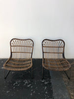 Pair of Bamboo and Rattan Lounge Chairs