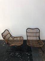 Pair of Bamboo and Rattan Lounge Chairs