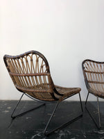 Pair of Bamboo and Rattan Lounge Chairs