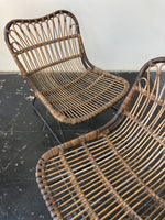 Pair of Bamboo and Rattan Lounge Chairs