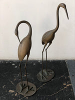 Pair Vintage Brass Cranes