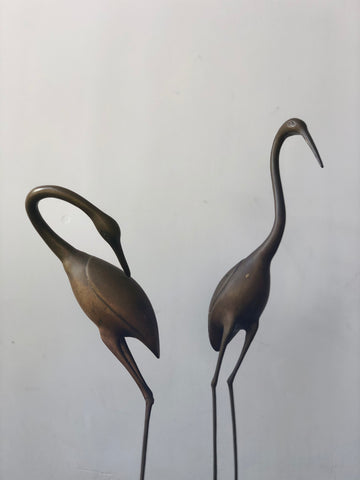 Pair Vintage Brass Cranes