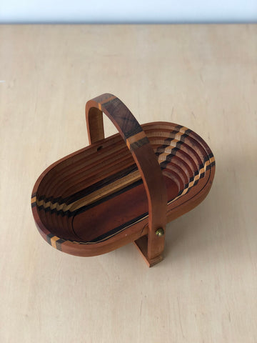 Vintage Collapsible Wooden Basket