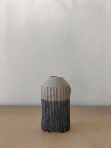 Small Vintage Ceramic Vase in Blue and Gray