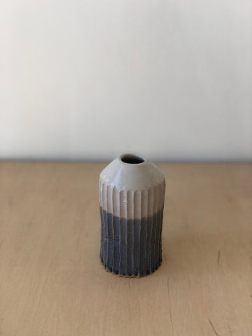 Small Vintage Ceramic Vase in Blue and Gray