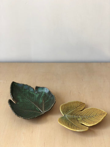 Footed Ceramic Leaf Dish