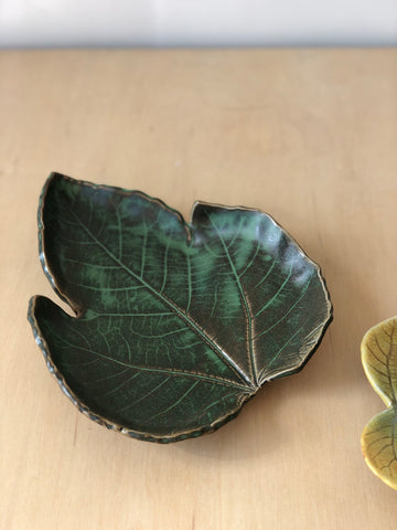 Footed Ceramic Leaf Dish