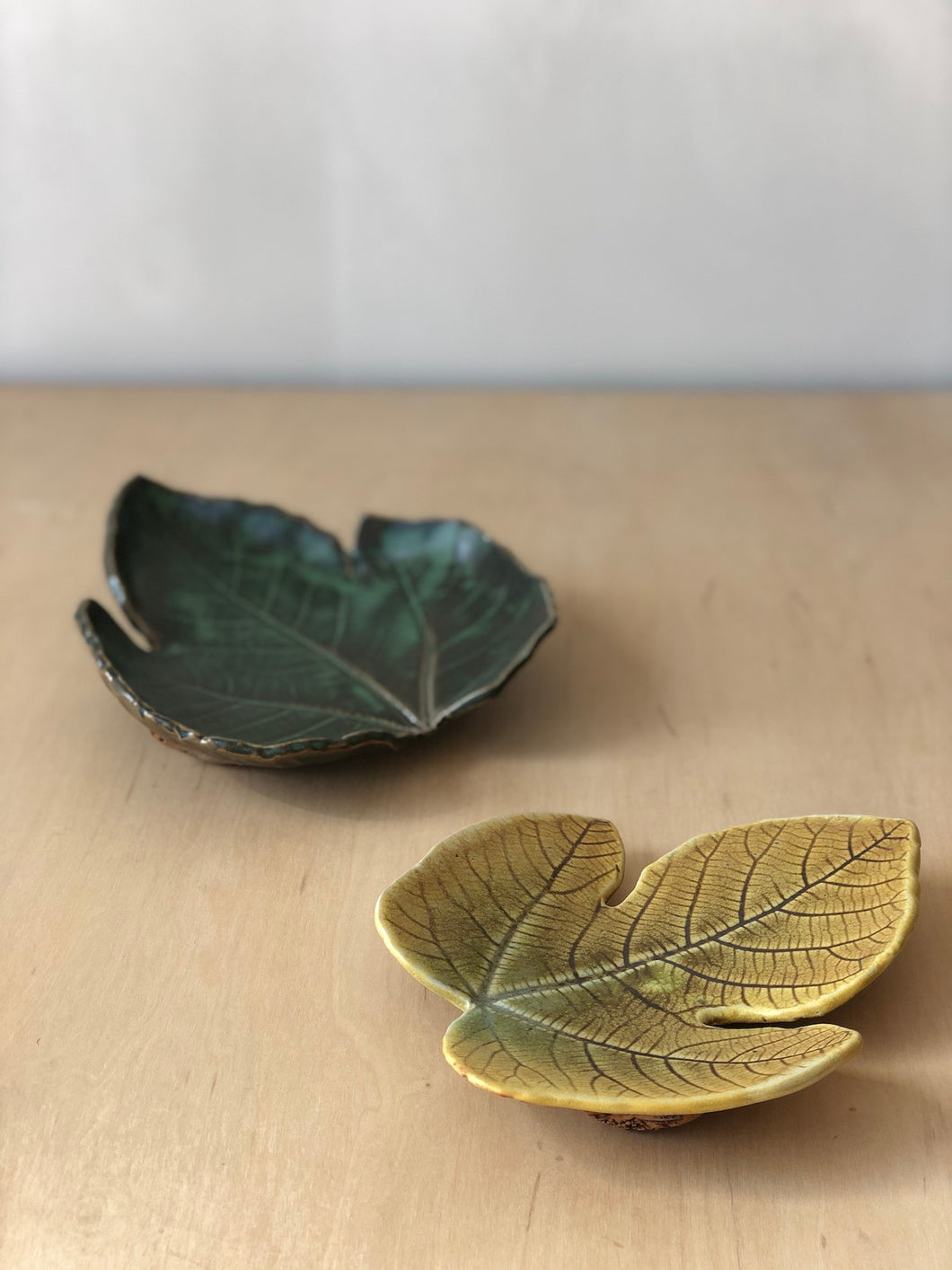 Footed Ceramic Leaf Dish