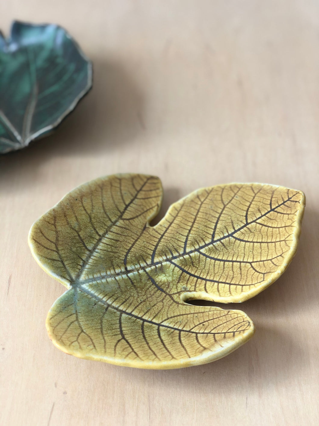 Footed Ceramic Leaf Dish