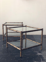 Pair of Vintage Brass Bamboo Side Tables