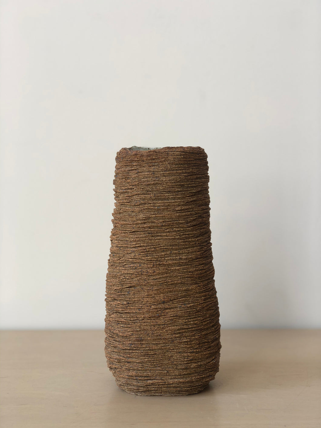 Tall Carved Vase - Brown