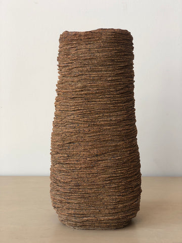 Tall Carved Vase - Brown