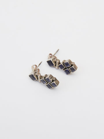 Vintage Silver and Blue Stone Earrings