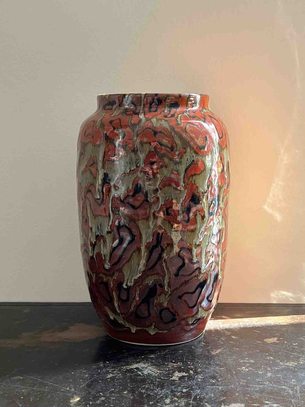 Rust and Olive Ceramic Vase