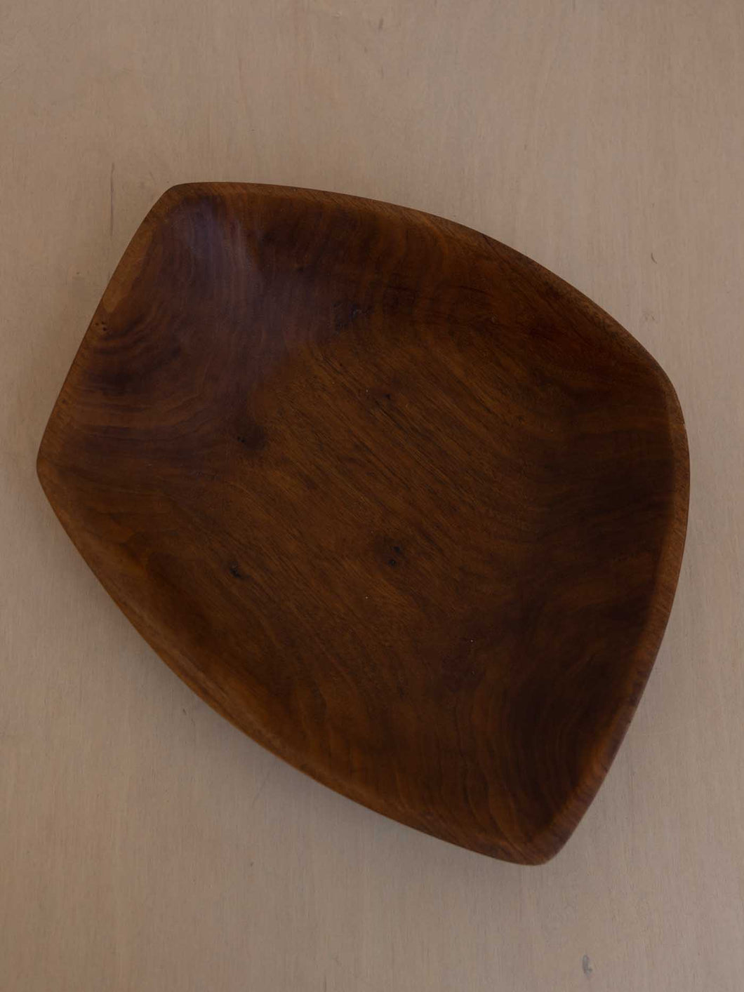 Vintage Hand Carved Walnut Dish