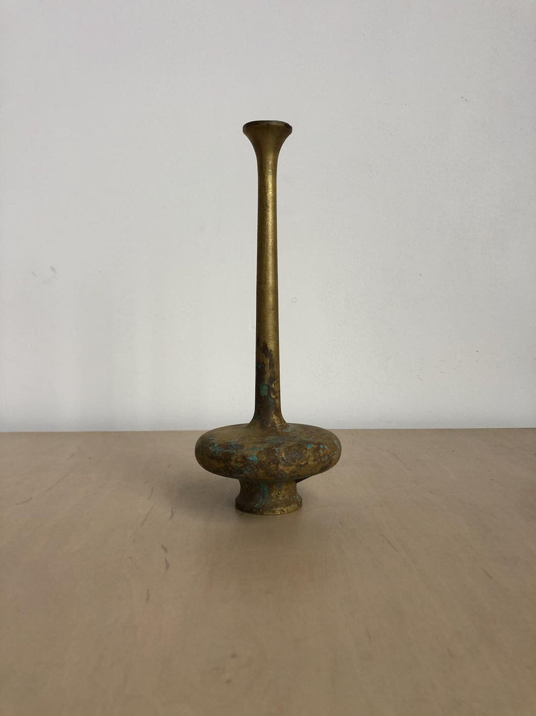 Vintage Patinated Brass Candle Holder