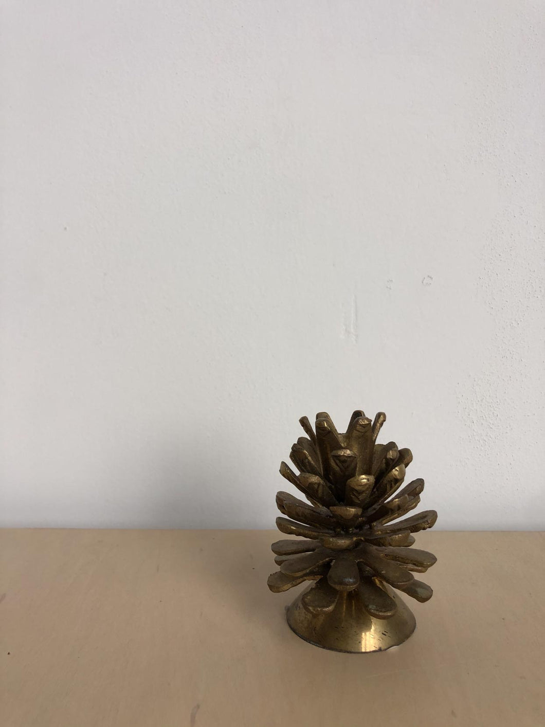 Solid Brass Pine Cone Taper Candle Holder Realistic detail. Vintage Taiwan