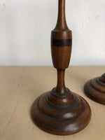 Pair of Vintage 1930s Walnut Candle Holders