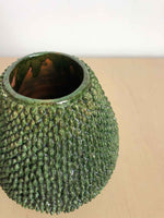 Vintage Footed Textured Green Vase