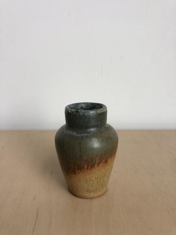 Small Vintage Ceramic Vase in Brown and Blue