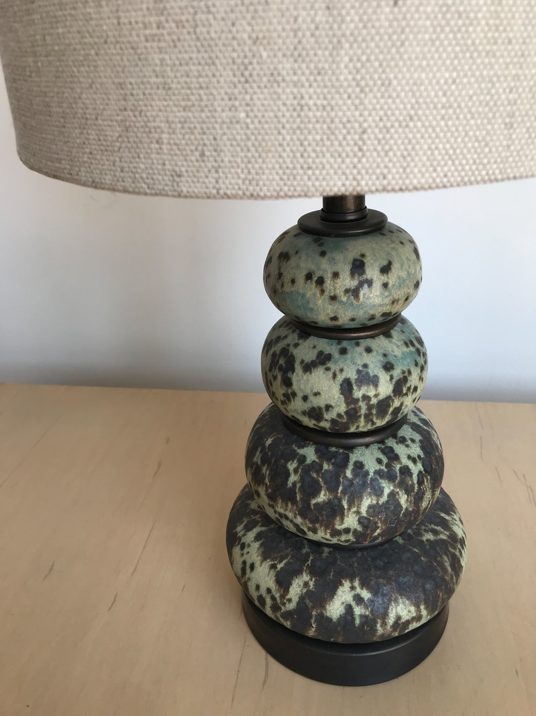 Cairn Stack Lamp with Linen Shade