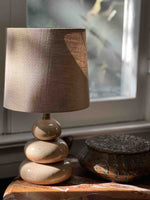 Cairn Stack Lamp Shino and Gold Linen Shade