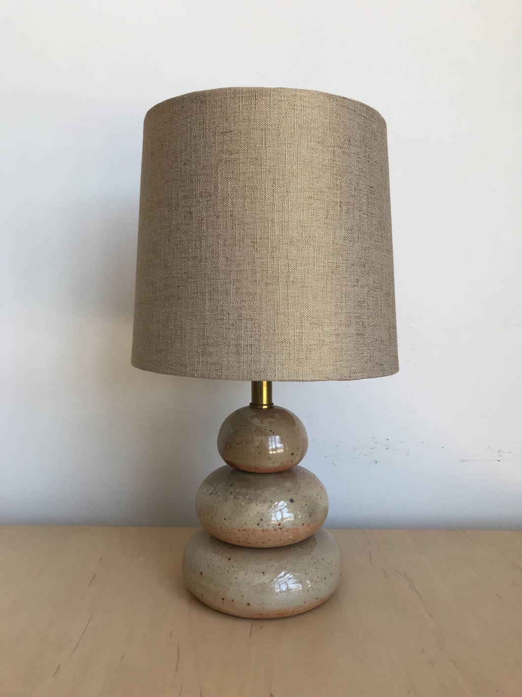 Cairn Stack Lamp Shiny and Gold Linen Shade