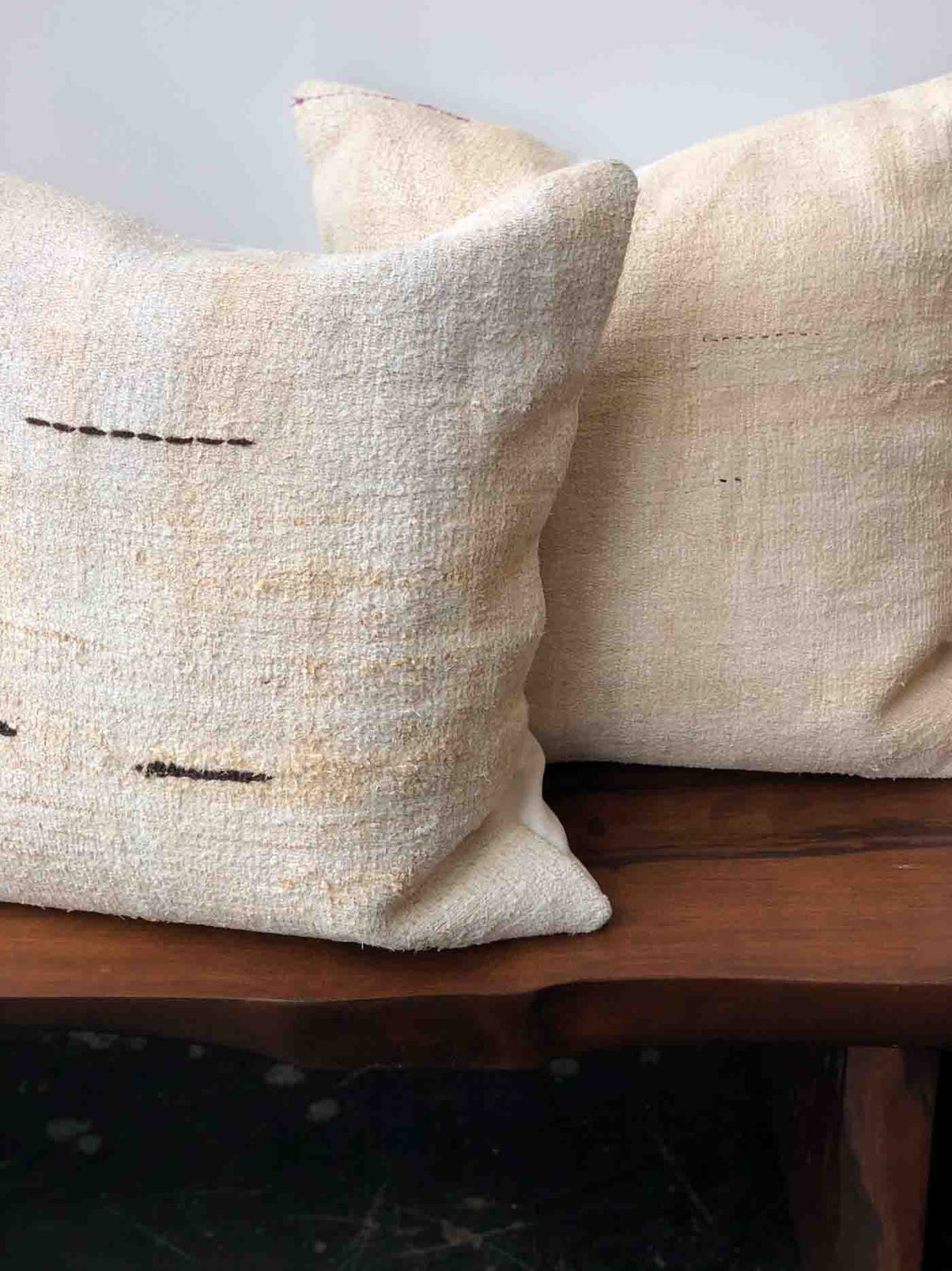 Large Vintage Hemp Pillow - A