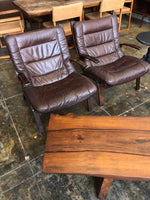 Pair of Vintage Scandinavian Leather Lounge Chairs