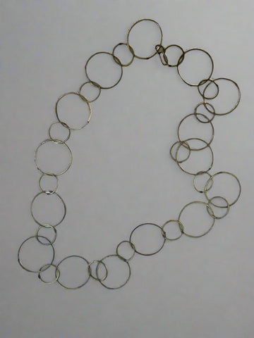 Vintage 70's Handmade Hammered Brass Necklace