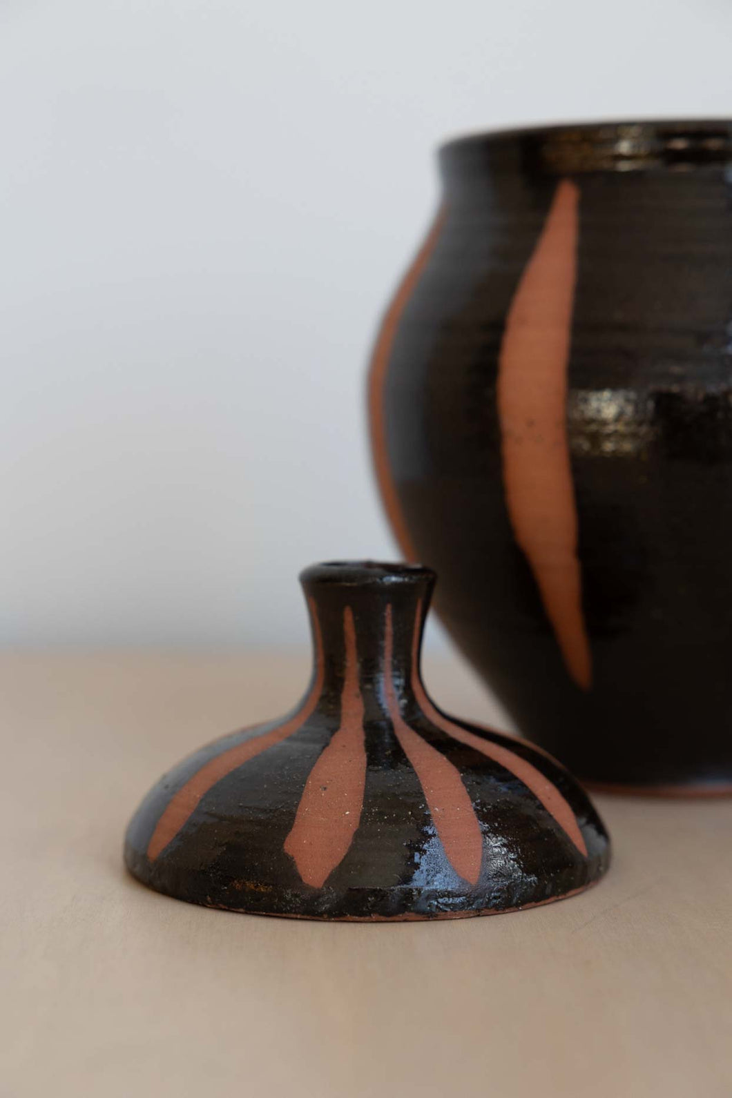 Striking Pink Terracotta and Brown Vase