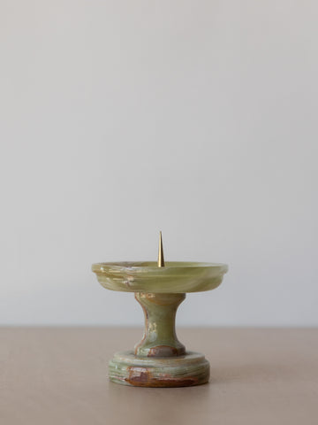 Vintage Green Marble Pillar Candle Pedestal