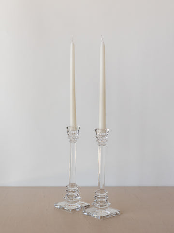 Pair of Mid Century Crystal Candlestick Holders