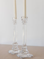 Pair of Mid Century Crystal Candlestick Holders